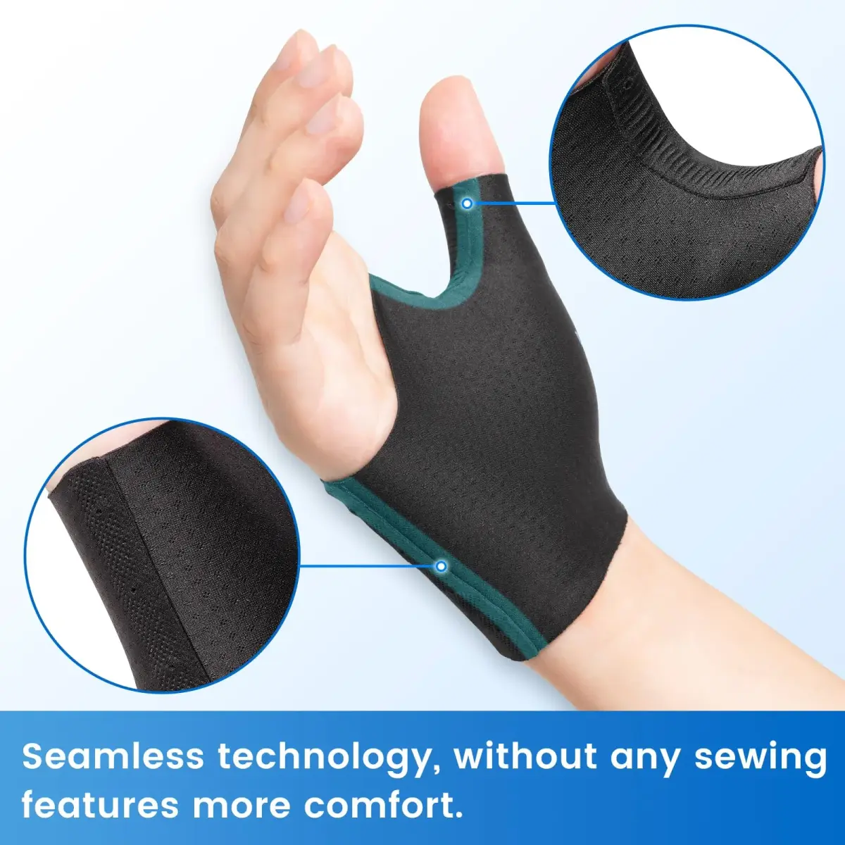 Velpeau Upgraded Short Version Black Elastic Thumb Wrist Support Brace - Medium (Pack of 2) - view 3