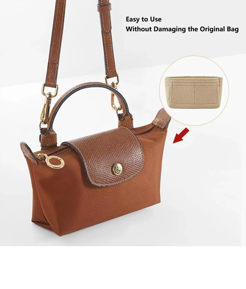 Umiup Felt Mini Purse Bag Organizer for Longchamp Small Tote XS (1.97*6.5*3.15in) | Keeps Handbags Tidy - view 5