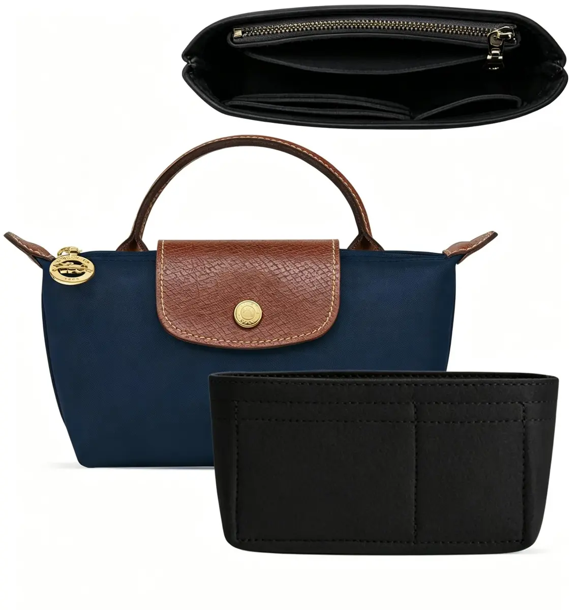 Umiup Felt Mini Purse Bag Organizer for Longchamp Small Tote XS (1.97*6.5*3.15in) | Keeps Handbags Tidy - main product image