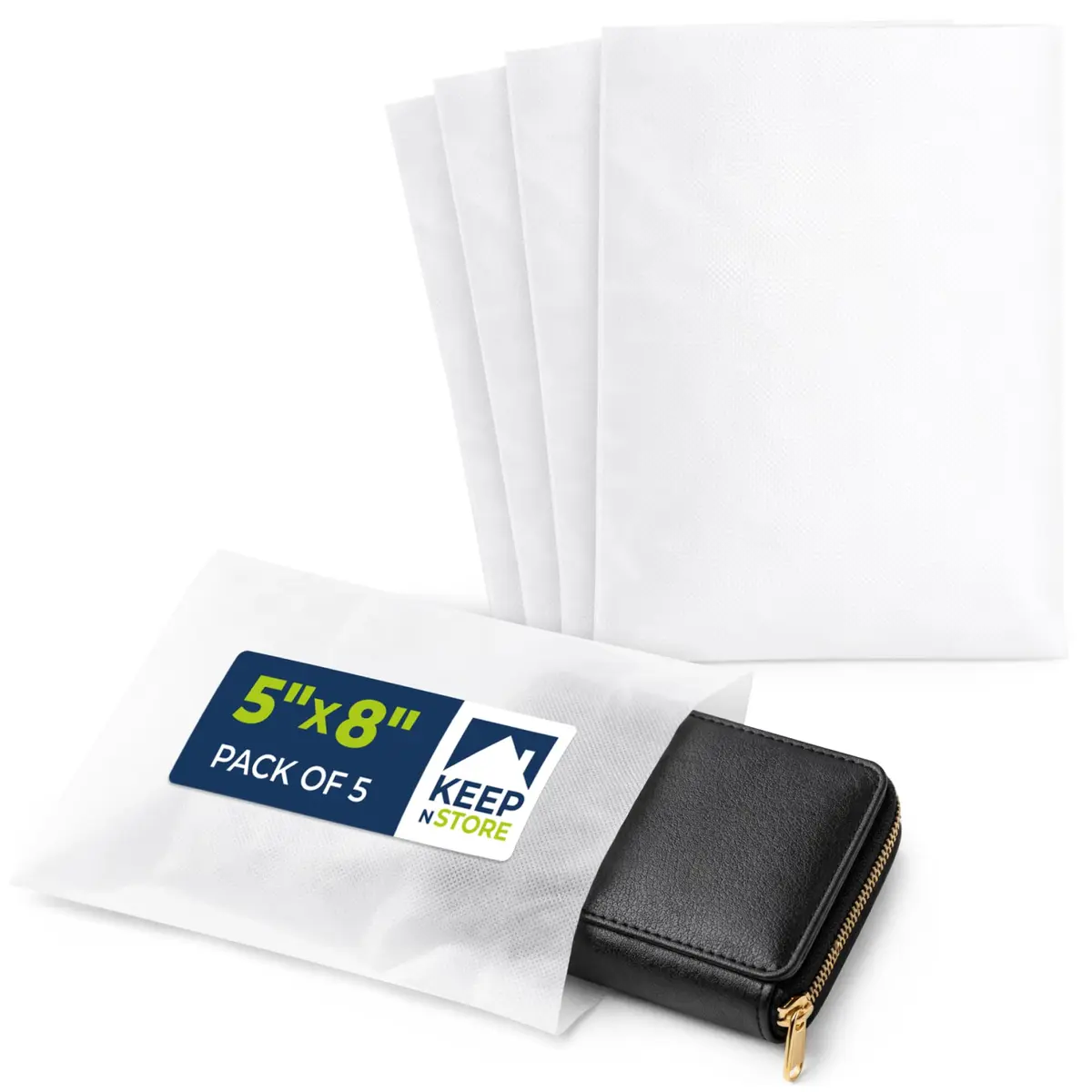 Keep N Store Pack of 5 Anti-Scratch Dust Bags 5" x 8" | Breathable Cloth-Like Storage Pouches - main product image