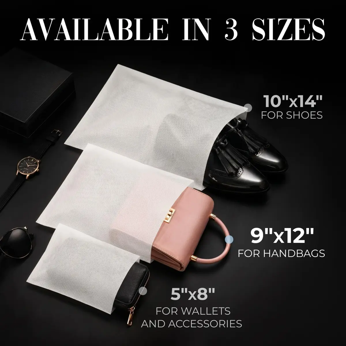Keep N Store Anti-Scratch Dust Bags 9" x 12" Pack of 10 | Breathable Cloth-Like Storage for Handbags & Shoes - view 6