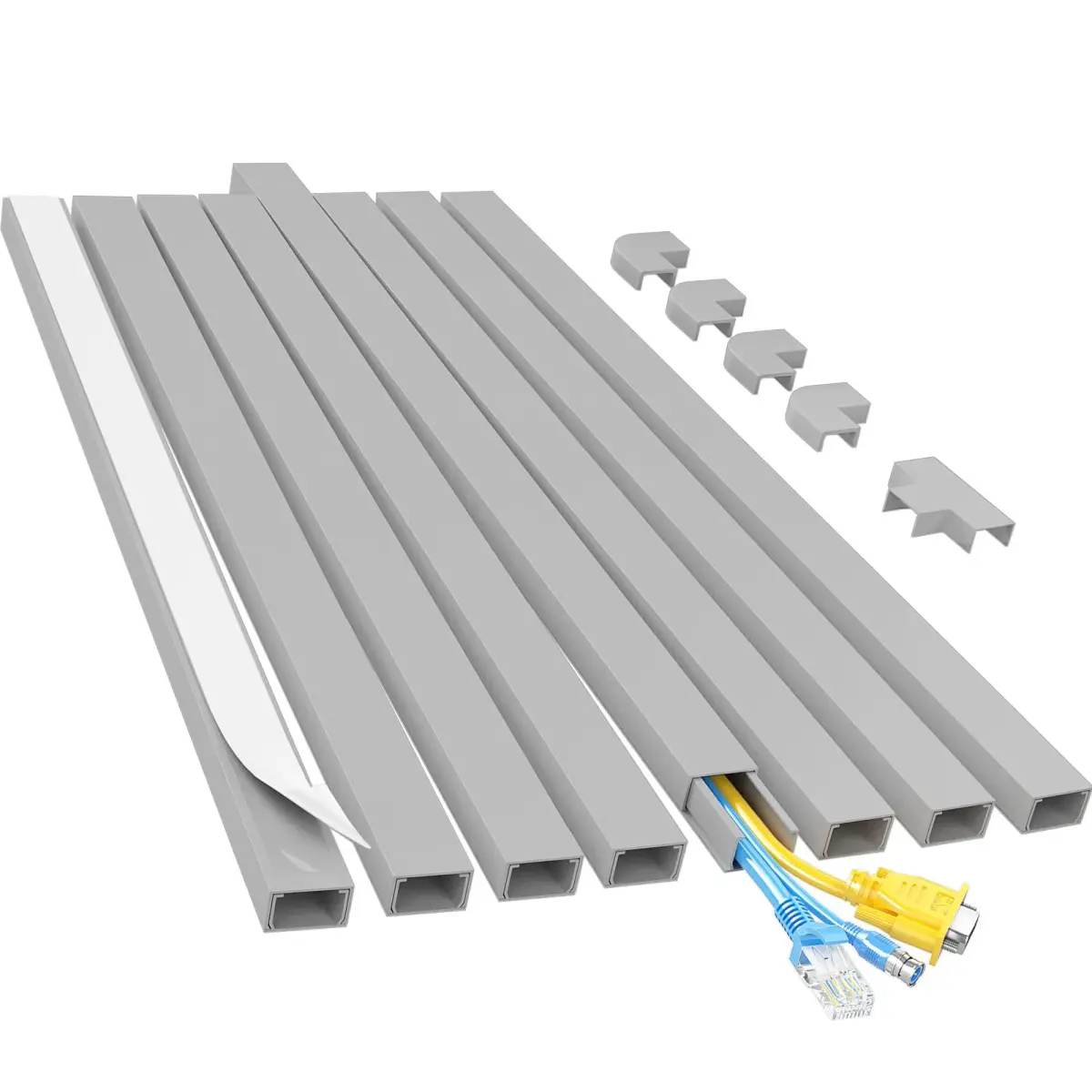 Yecaye Grey Cord Hider Kit 113in - Conceals 2 Small Wires for Home & Office - main product image