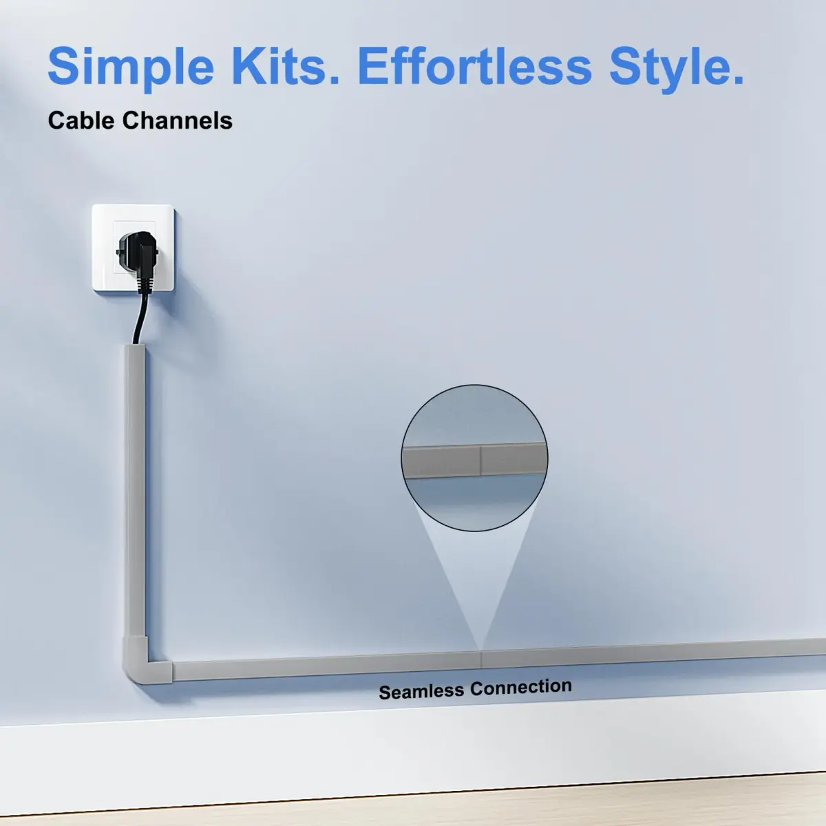 Yecaye Grey Cord Hider Kit 113in - Conceals 2 Small Wires for Home & Office - view 4