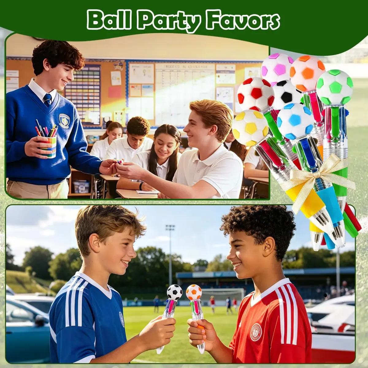 BIMORITA 24Pcs Soccer Mini Multicolor Pens | 4-in-1 Ballpoint Pens for Party Favors - view 4