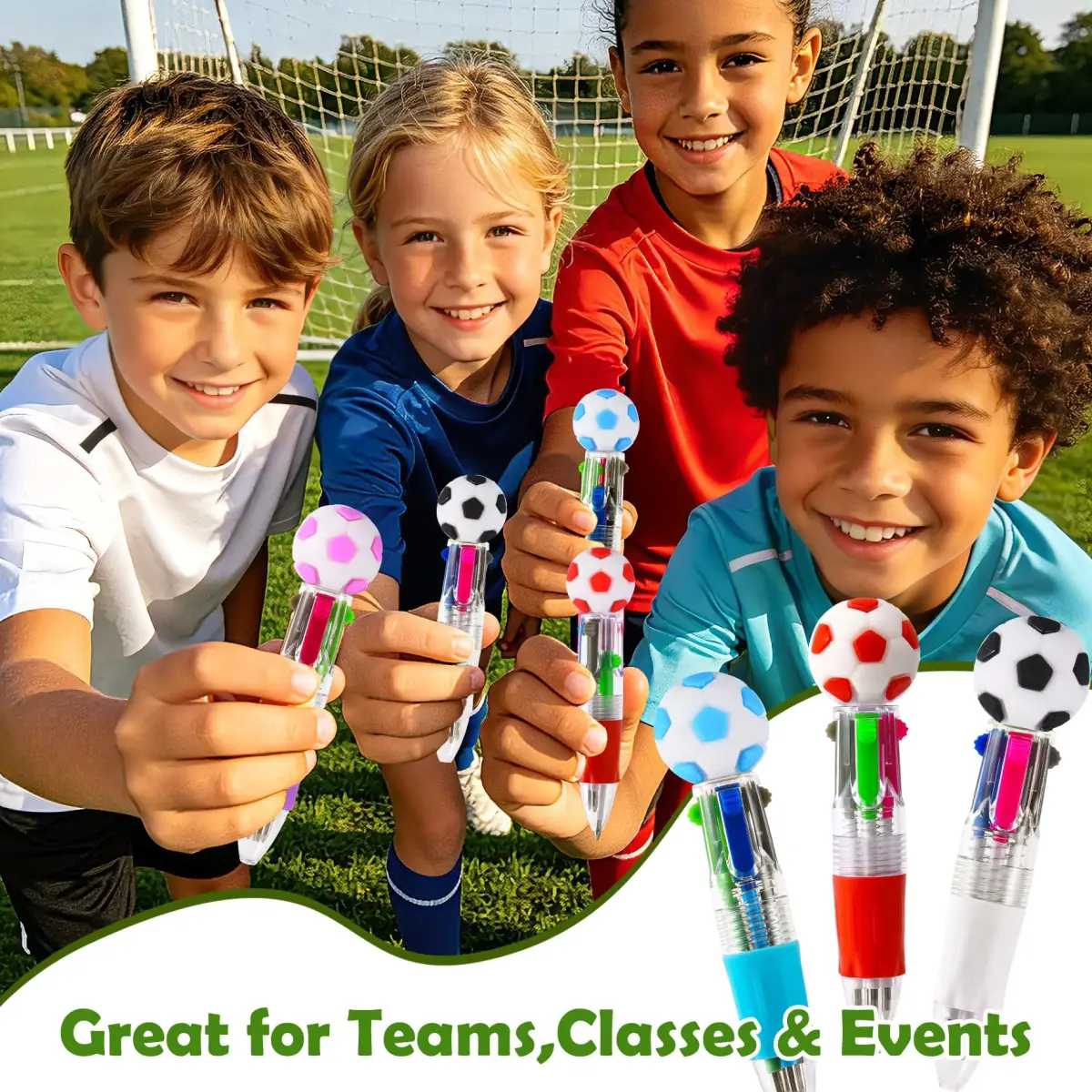 BIMORITA 24Pcs Soccer Mini Multicolor Pens | 4-in-1 Ballpoint Pens for Party Favors - view 6