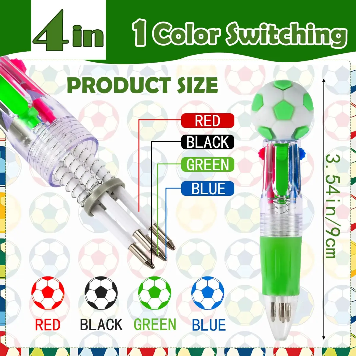BIMORITA 24Pcs Soccer Mini Multicolor Pens | 4-in-1 Ballpoint Pens for Party Favors - view 2