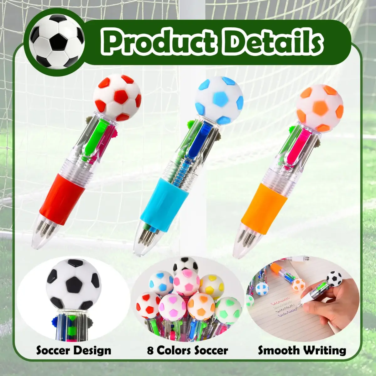 BIMORITA 24Pcs Soccer Mini Multicolor Pens | 4-in-1 Ballpoint Pens for Party Favors - view 3