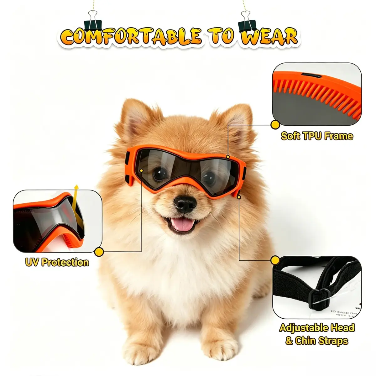PETLESO XS Dog Goggles Chihuahua Glasses 3.74 in (9.5 cm) | Anti-UV Eye Protection for Tiny Dogs & Cats - view 3