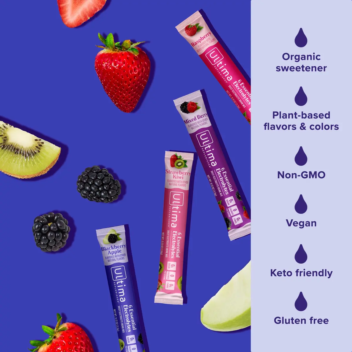 Ultima Replenisher Berry Bliss Variety Electrolyte Packets 20 Stickpacks | Sugar-Free Hydration with 6 Key Electrolytes - view 4