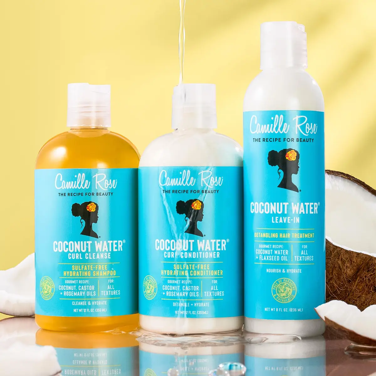 Camille Rose Leave-In Conditioner Coconut Water 2-Pack | Lightweight Hydrating Hair Treatment for All Hair Types - view 6