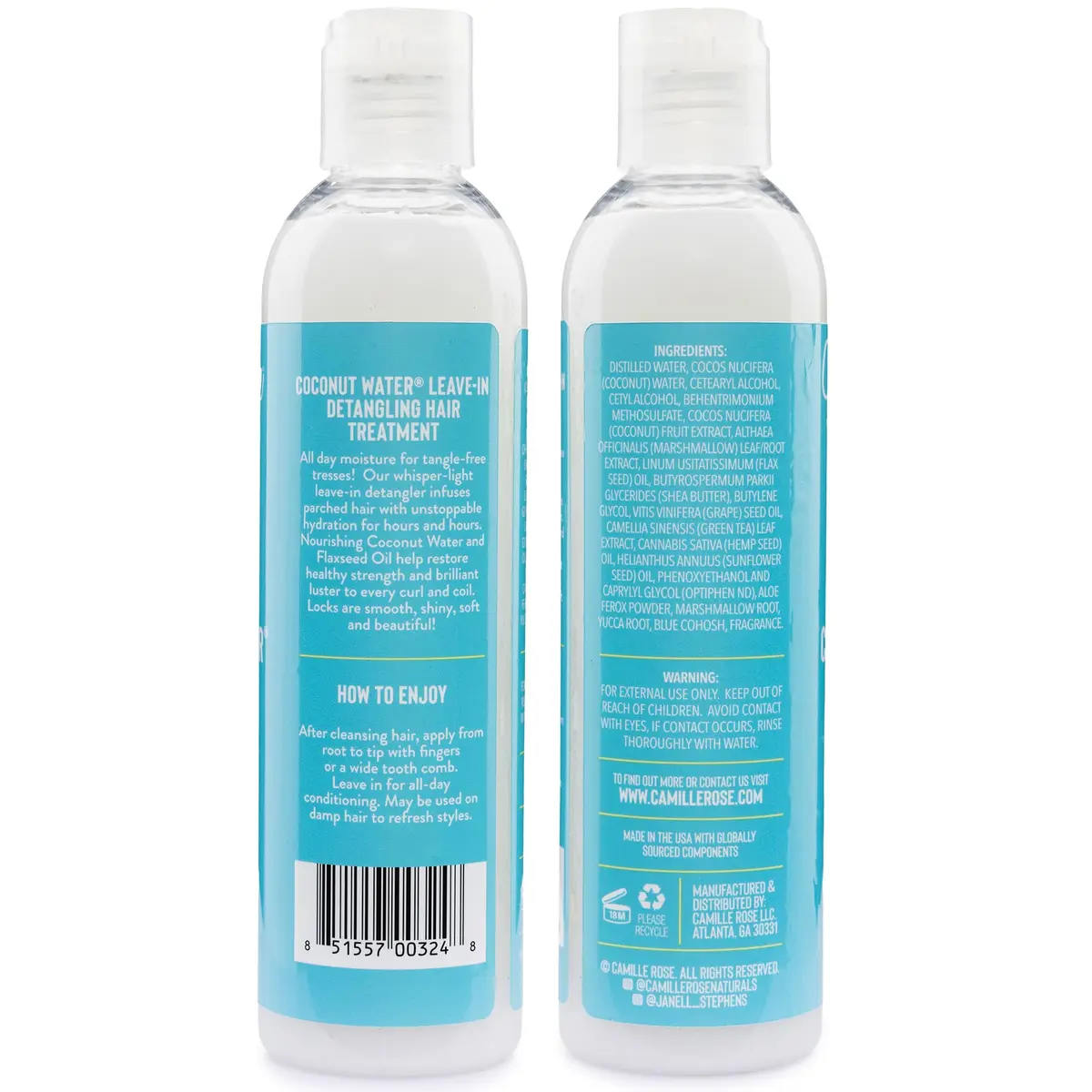 Camille Rose Leave-In Conditioner Coconut Water 2-Pack | Lightweight Hydrating Hair Treatment for All Hair Types - view 2