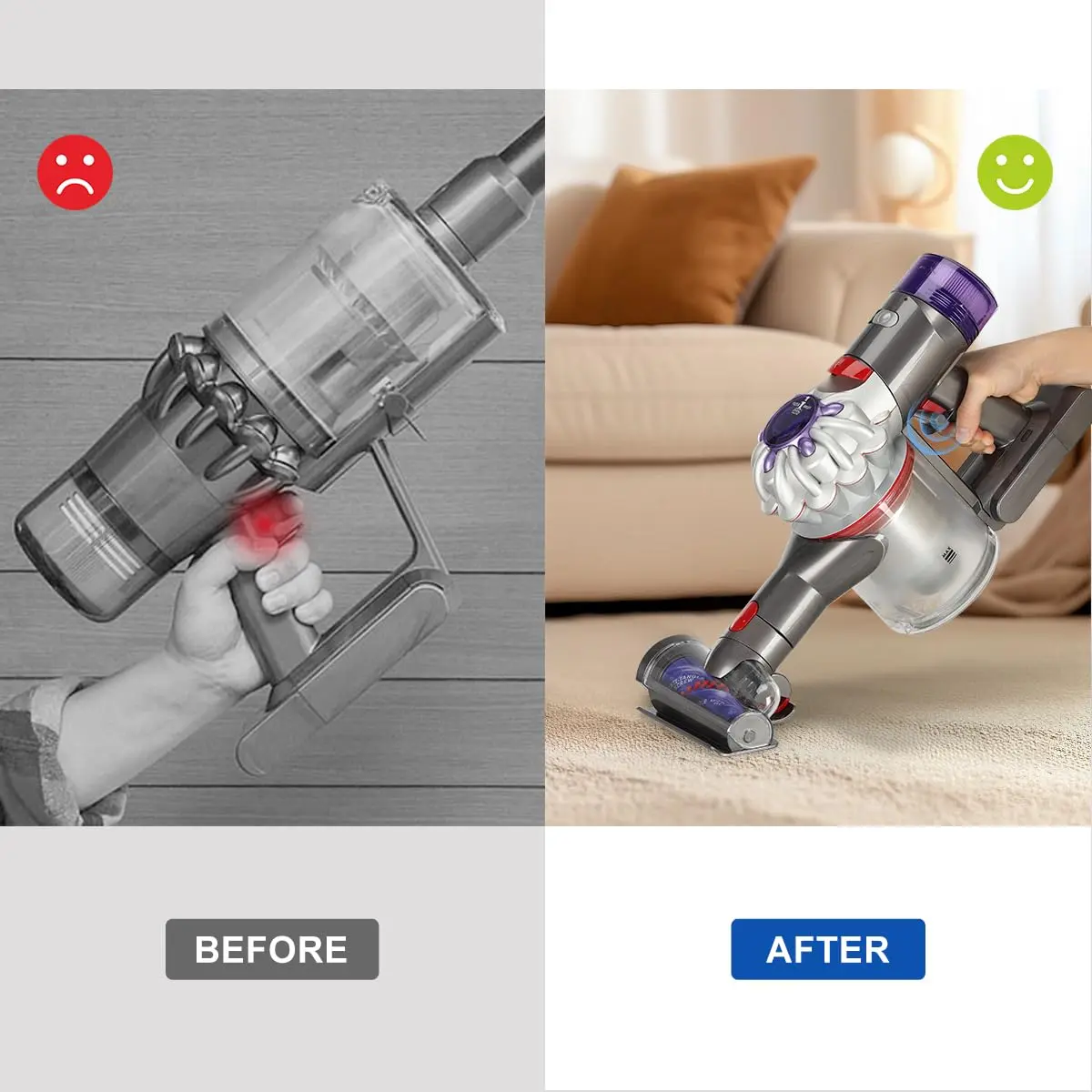 LANMU Trigger Lock for Dyson V15 V11 V10 V8 V7 V6 Cordless Vacuums | Hands-Free Operation, Finger Pain Relief (Grey) - view 2