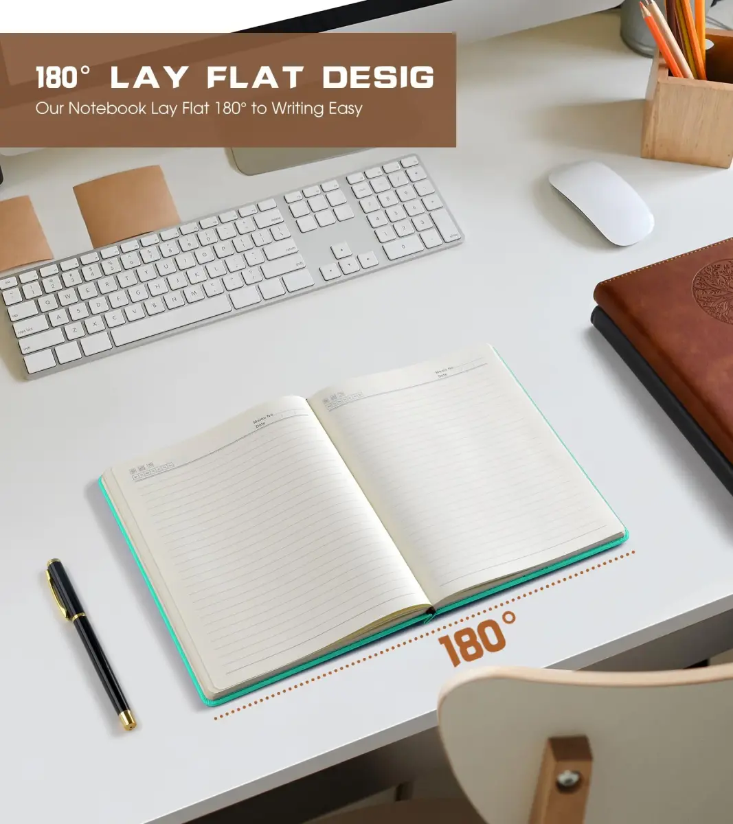 Biuwory A5 Hardcover Journal Notebook with Vintage Leather Cover, 140 Pages College Ruled | Daily Diary Notepad for Students & Professionals - view 6
