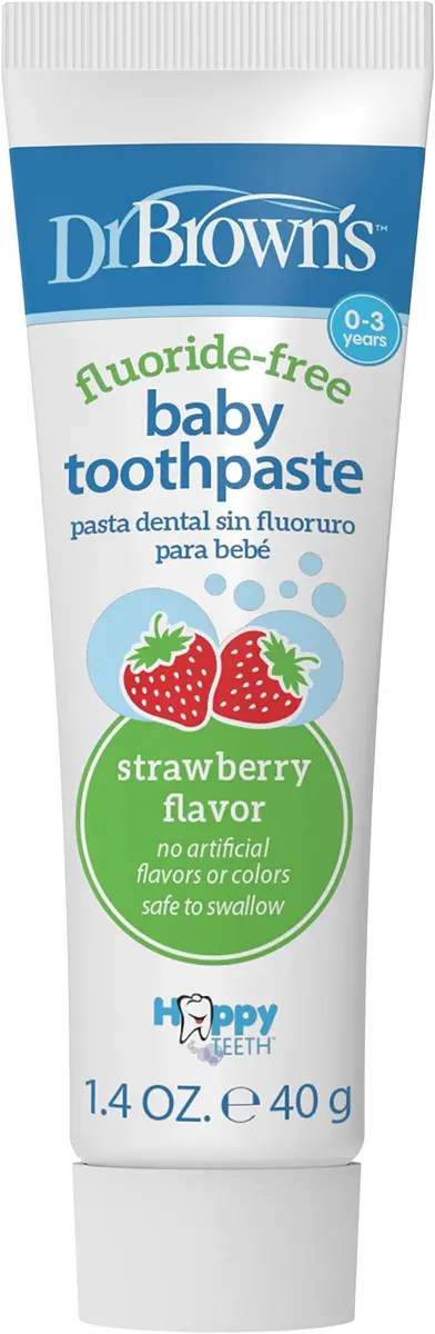 Dr. Brown’s Fluoride-Free Baby Toothpaste 1.4oz | Infant & Toddler Oral Care, Strawberry, 12-Pack - main product image