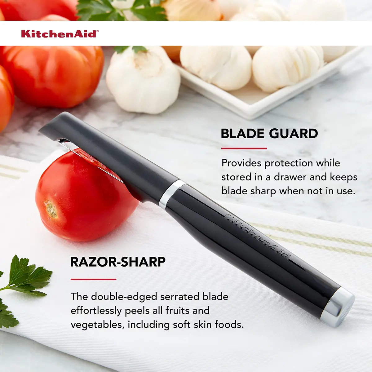 KitchenAid Classic Euro Peeler 8.6 inches | Double-Edge Serrated Blade, Ergonomic Handle, Dishwasher Safe - view 3