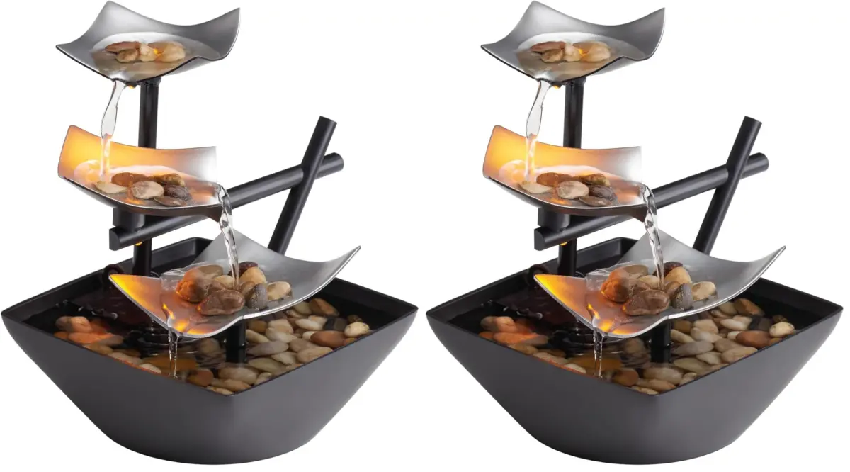 Homedics Silver Springs Tabletop Water Fountain with Natural River Rocks | 21 cm (8.25” Tall) - main product image