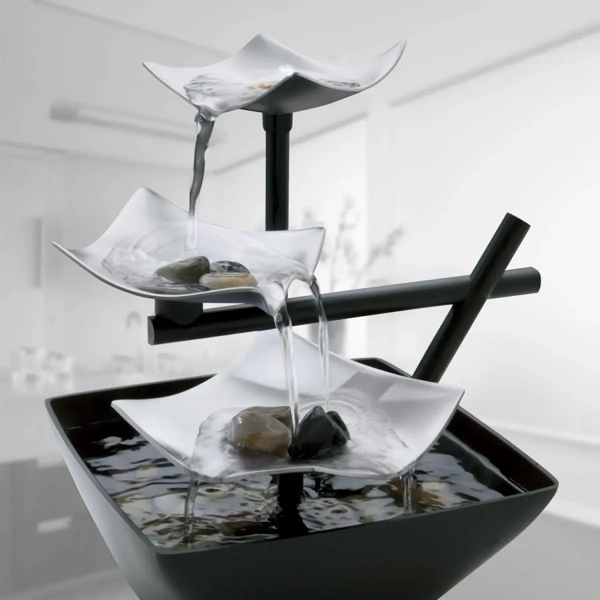 Homedics Silver Springs Tabletop Water Fountain with Natural River Rocks | 21 cm (8.25” Tall) - view 3