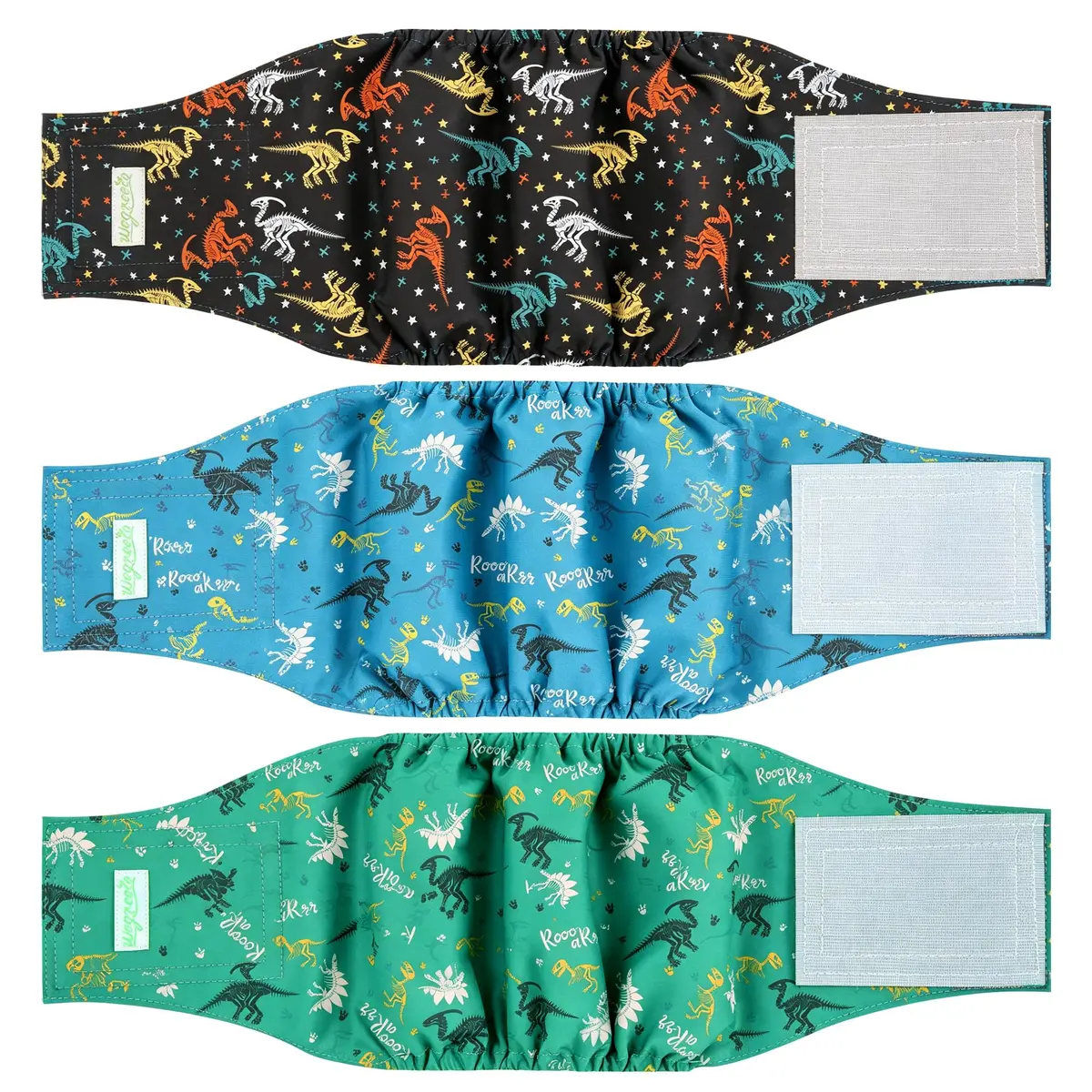 wegreeco Washable Male Dog Belly Band (Stylish Pattern) - Pack of 3 - Dog Diapers Male - Washable Male Dog Belly Wrap (Dinosaur Fossils, Medium) - main product image