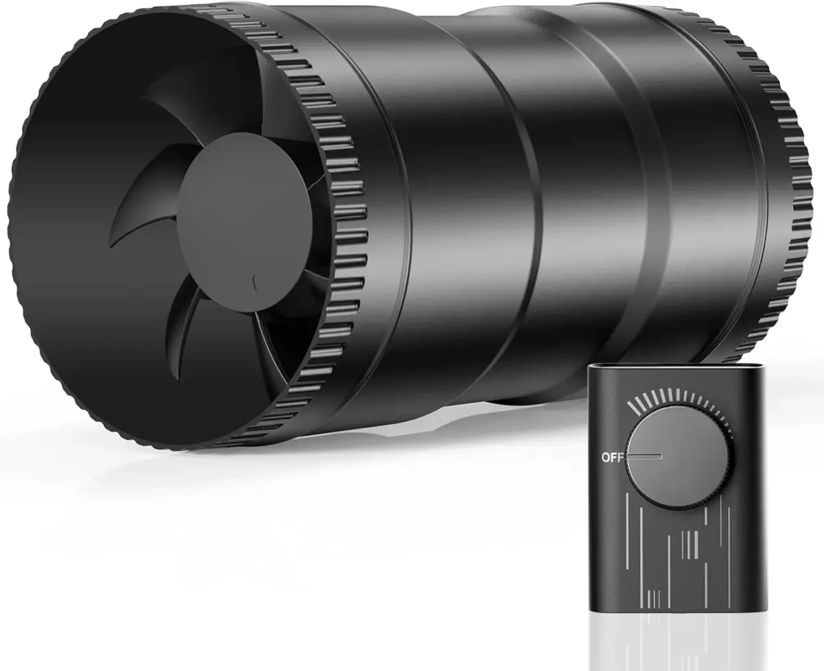 Hon&Guan 4 Inch Inline Duct Fan with Controller - 130 CFM, 6W | Quiet Ventilation for Grow Rooms & Bathrooms - main product image