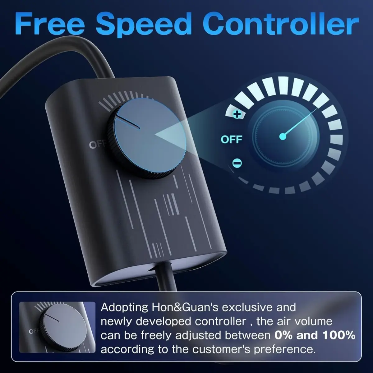 Hon&Guan 4 Inch Inline Duct Fan with Controller - 130 CFM, 6W | Quiet Ventilation for Grow Rooms & Bathrooms - view 3