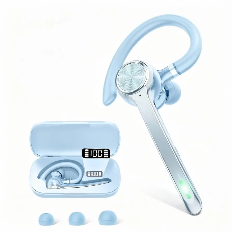 HEIBAS Bluetooth Headset Wireless Earpiece with Mic 72H Talk Light Blue - view 2
