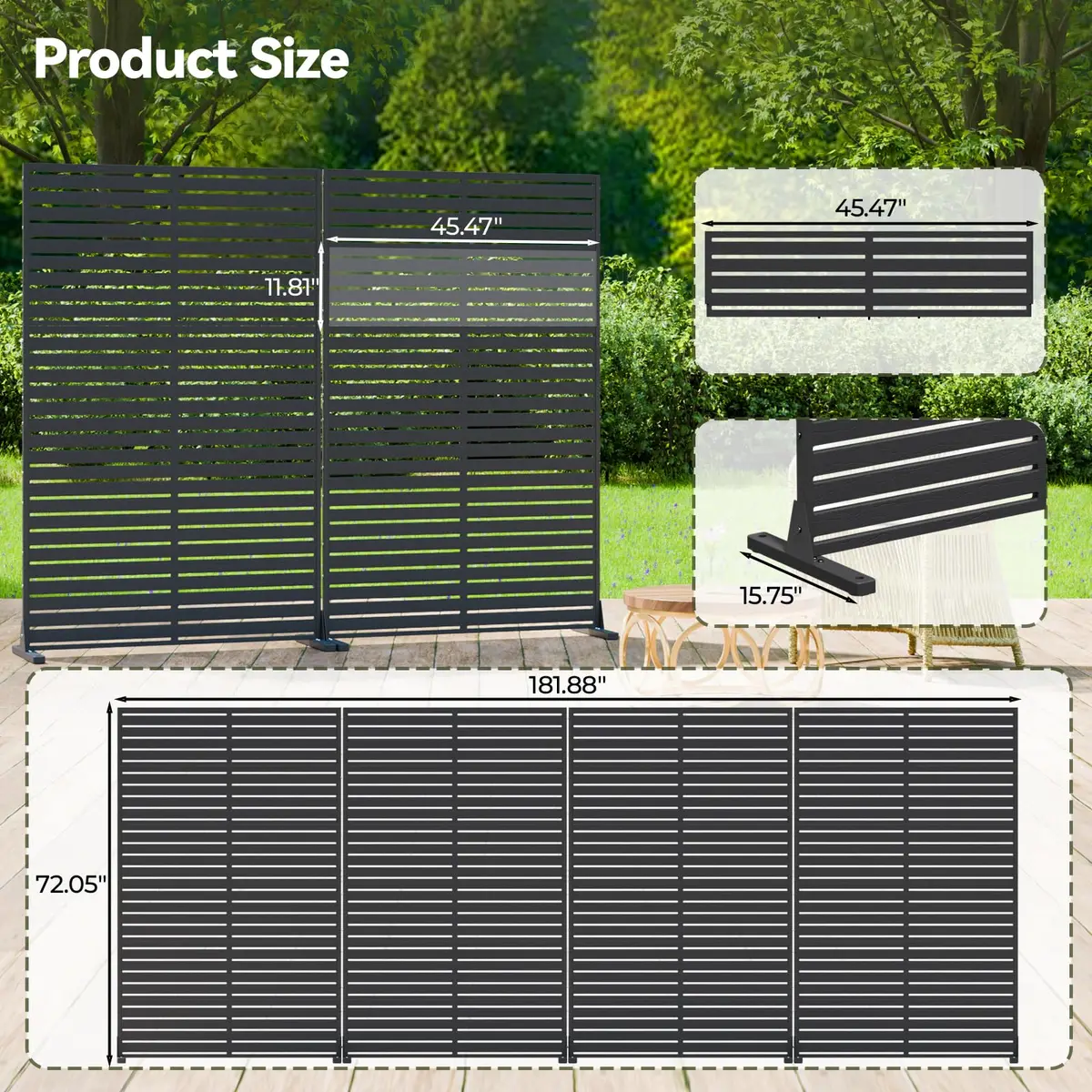 Diyfire Privacy Screen Outdoor 72" HDPE Fence Panel for Patio | Modern Garden Privacy Solution - view 6