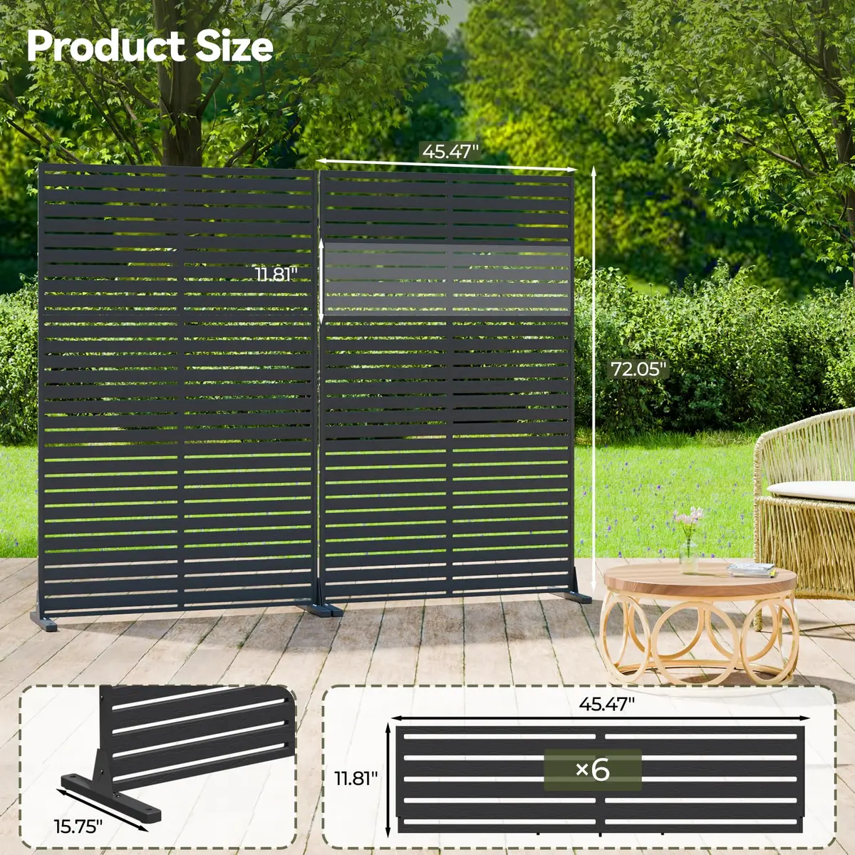 Diyfire Privacy Screen Outdoor 72" HDPE Fence Panel for Patio | Rust-Resistant, Weatherproof, Freestanding - view 6