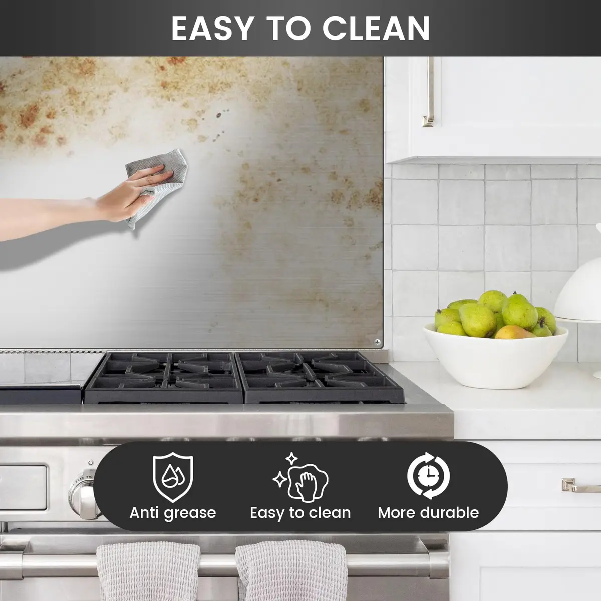 VENFAN 36"x24" Stainless Steel Backsplash | Grease Resistant Wall Panel for Kitchen - view 6