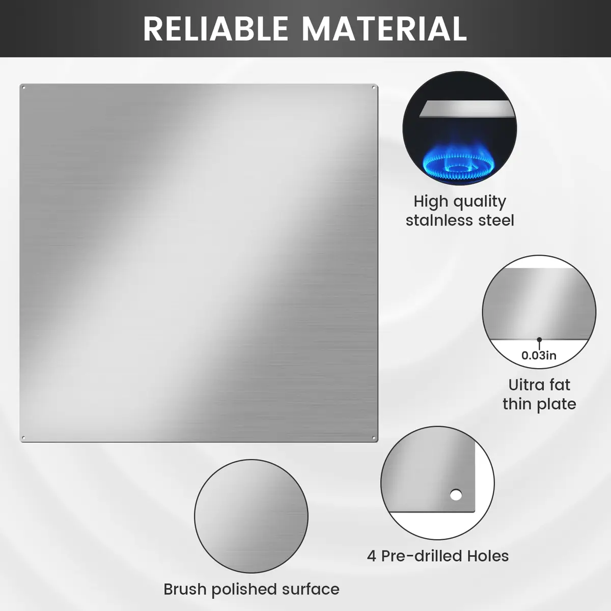 VENFAN 36"x24" Stainless Steel Backsplash | Grease Resistant Wall Panel for Kitchen - view 3