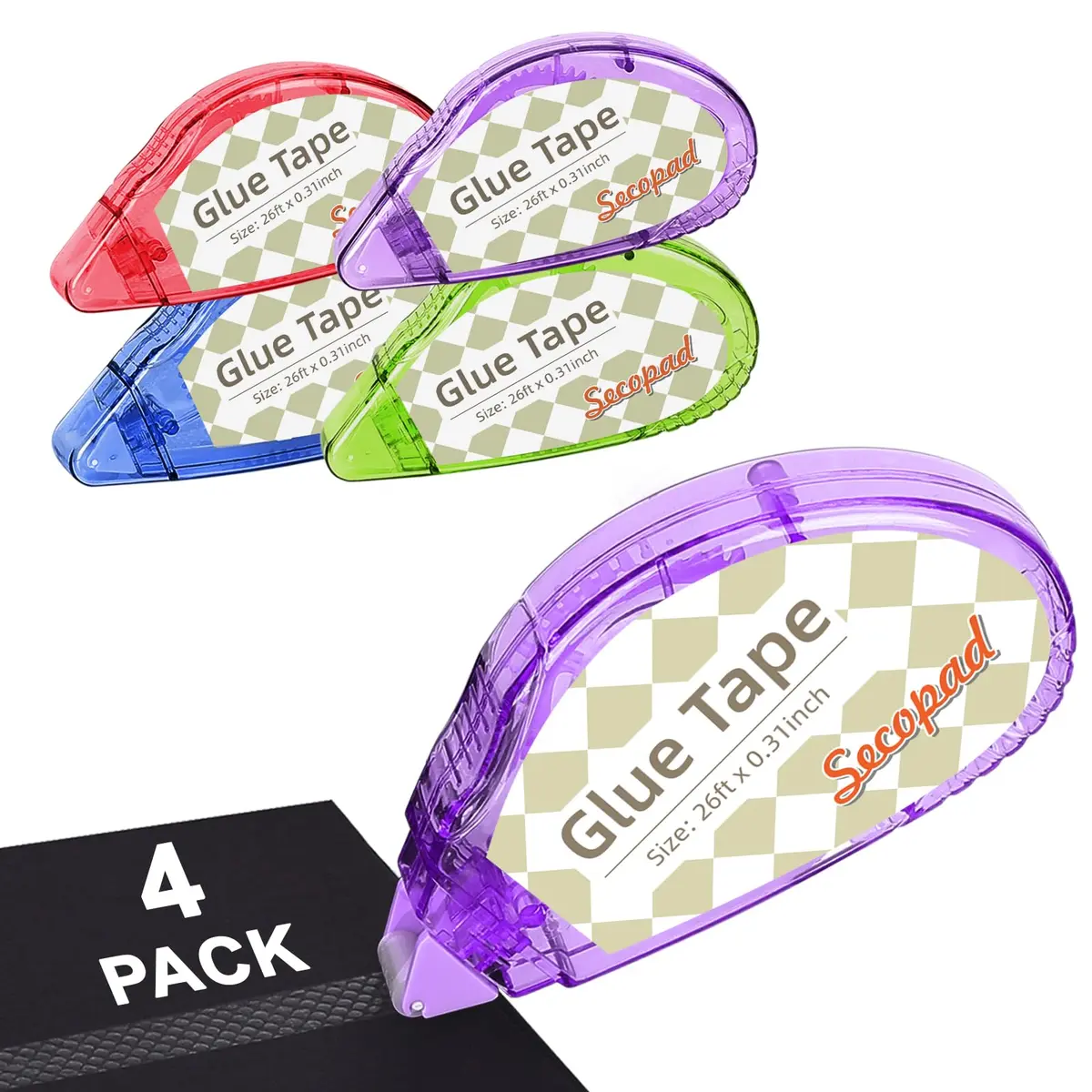Secopad Clear Adhesive Tape 4 Pack | Mess-Free Double-Sided Tape for Crafts & Scrapbooking - main product image
