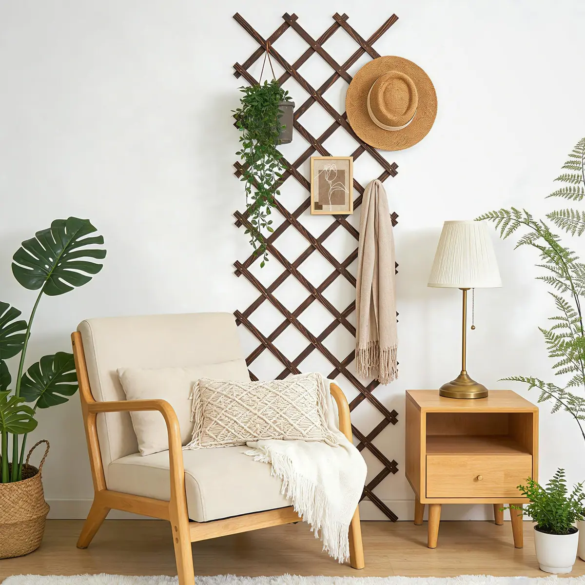 Tilinyan & one Expandable Wooden Lattice Panels 2.54cm x 226cm (38''x 89'') | Rustic Garden Trellis for Climbing Plants - view 3
