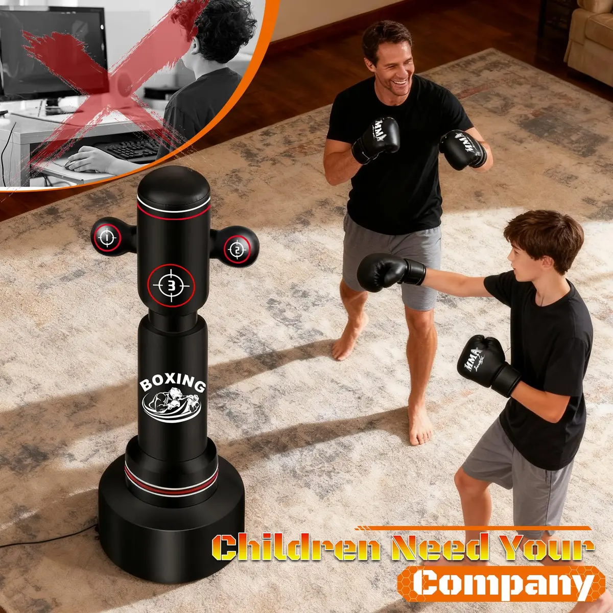 JUOIFIP 70" Heavy Standing Boxing Bag with Gloves, Pump & Jump Rope | Professional Training Equipment - view 8