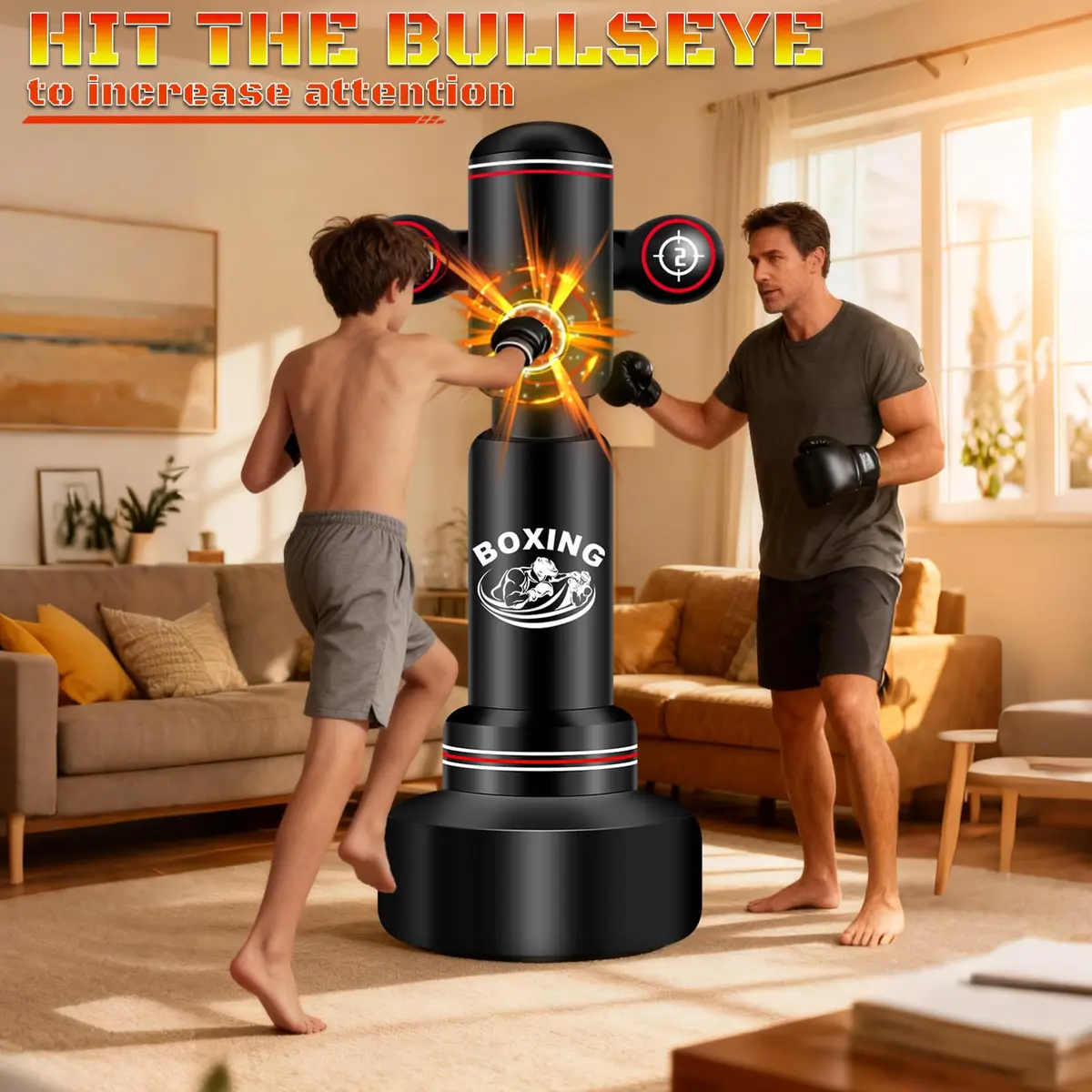 JUOIFIP 70" Heavy Standing Boxing Bag with Gloves, Pump & Jump Rope | Professional Training Equipment - view 4