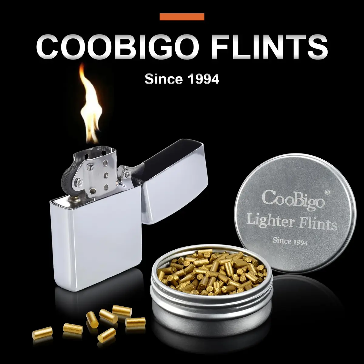 CooBigo 100 Pcs Lighter Flints with 20 Pcs Cotton Wicks | Extend Lighter Life - view 5