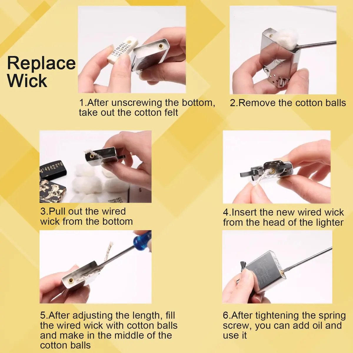CooBigo Lighter Flints and Cotton Wicks Repair Kit (100 Flints, 20 Wicks) | Extend Lighter Life - view 4