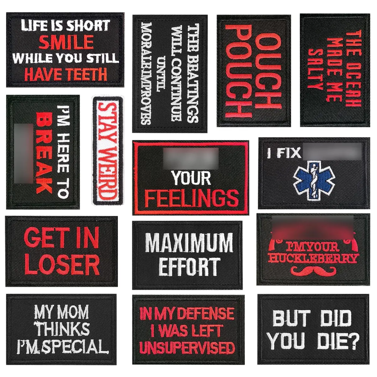 Harsgs 14pcs Funny Tactical Morale Patches Pack with Hook & Loop Backing | Assorted Letter Print - main product image