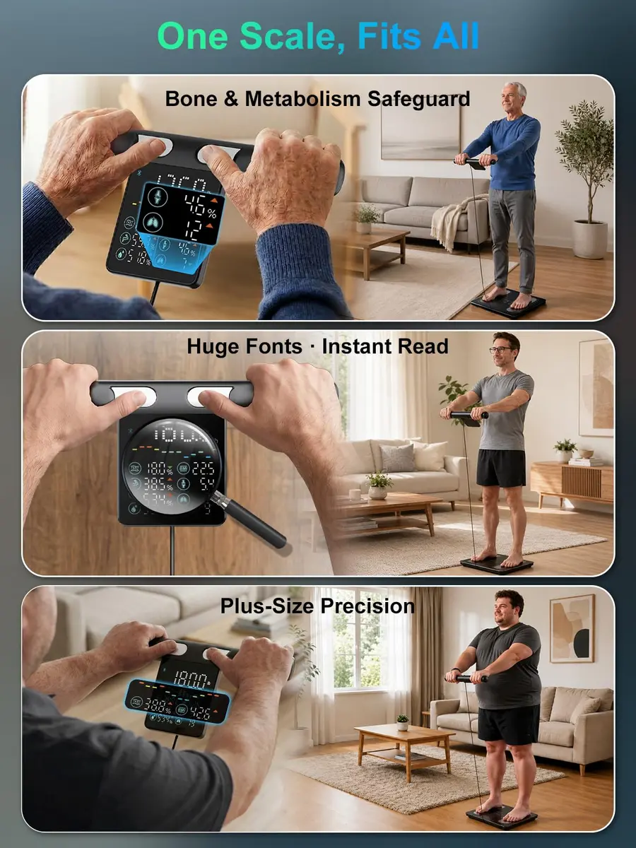 Arboleaf Body Composition Scale with Handle Display, Black | 8-Electrode Smart BMI & Body Fat Monitor - view 6
