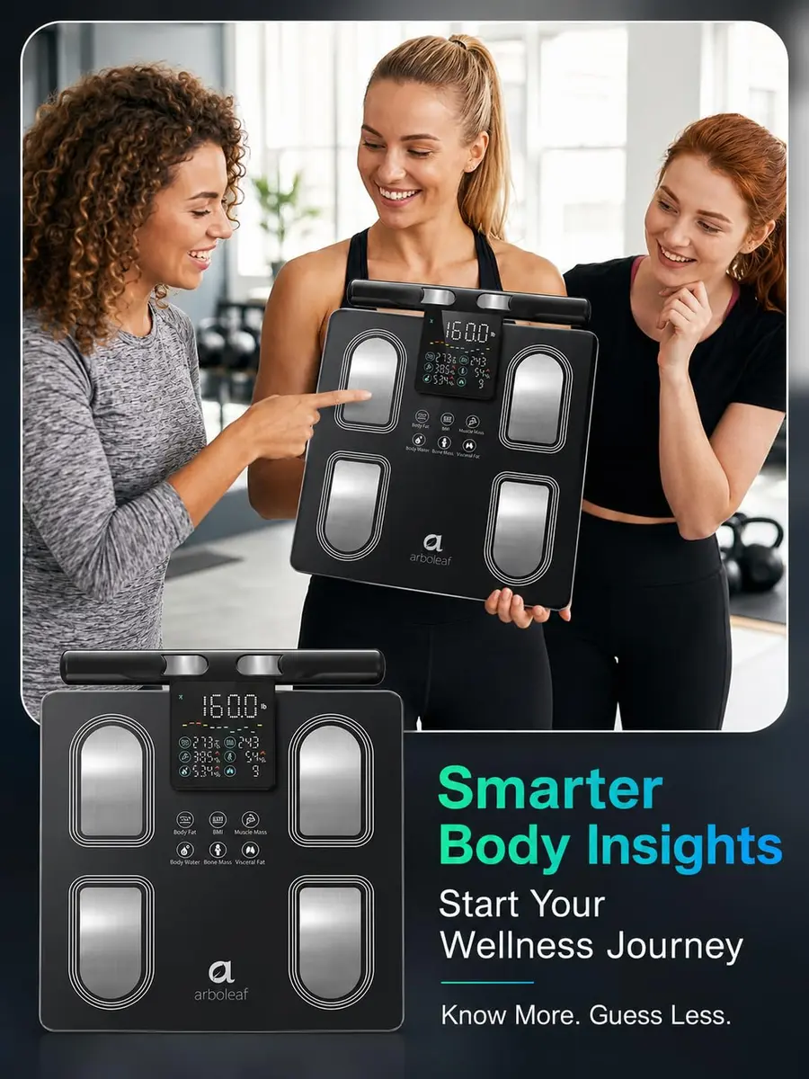 Arboleaf Body Composition Scale with Handle Display, Black | 8-Electrode Smart BMI & Body Fat Monitor - view 9