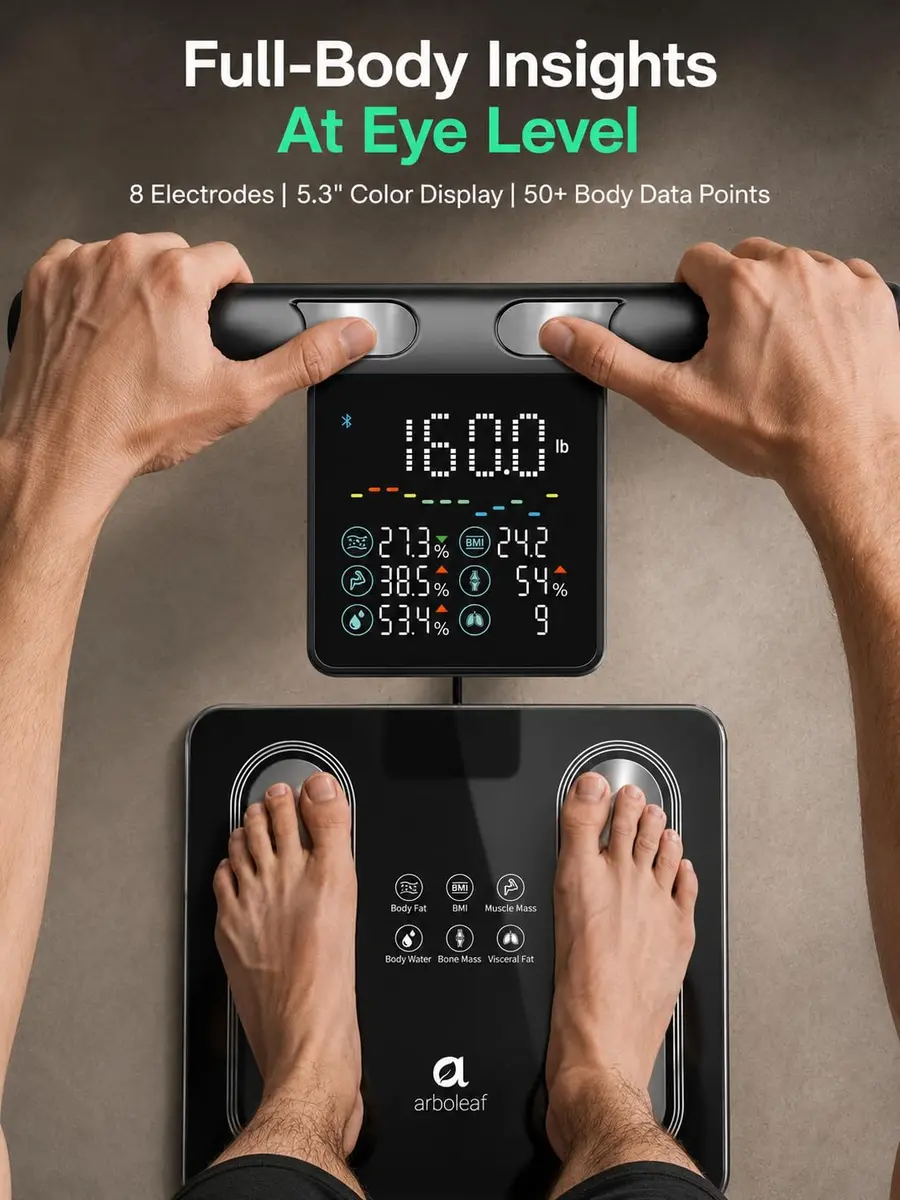 Arboleaf Body Composition Scale with Handle Display, Black | 8-Electrode Smart BMI & Body Fat Monitor - view 3