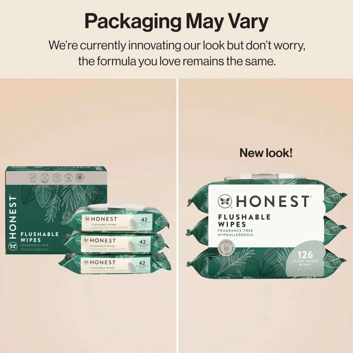The Honest Company Hypoallergenic Flushable Wipes Tropical Leaves 126 Count (Pack of 3) | Sewer + Septic Safe, Plant-Based Cloth - view 9