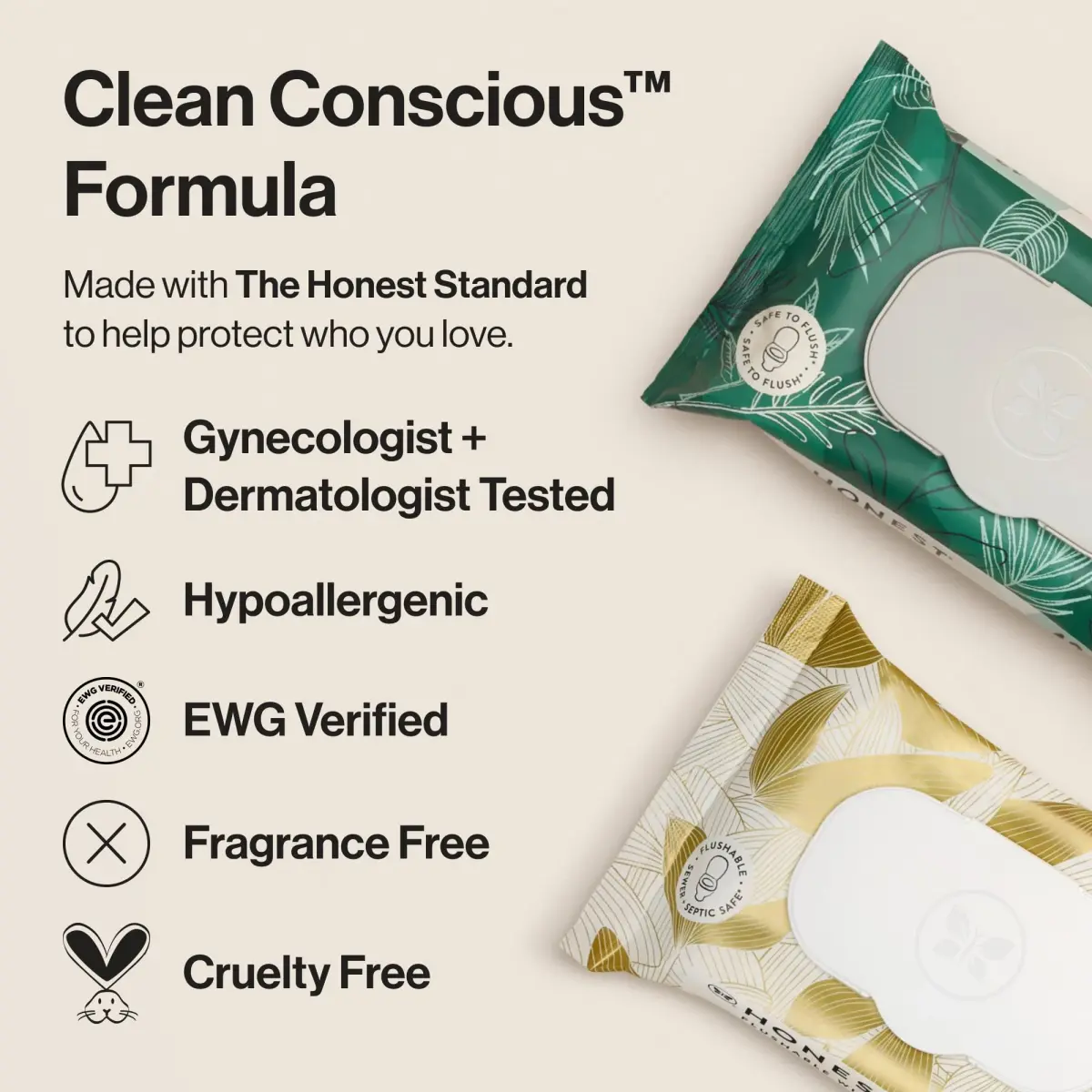 The Honest Company Hypoallergenic Flushable Wipes Tropical Leaves 126 Count (Pack of 3) | Sewer + Septic Safe, Plant-Based Cloth - view 3