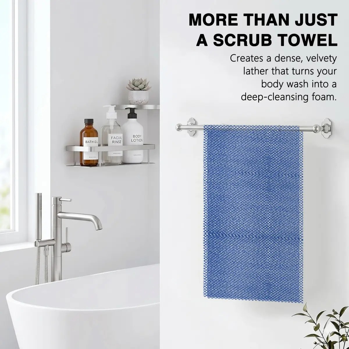 UJFQBH Authentic African Net Sponge 3 Pack, Exfoliating Body Scrubber for Gentle Daily Exfoliation, Deep Cleansing Back Scrubber for Hard to Reach Areas, Quick Drying Shower Essential Ocean Blue - view 2