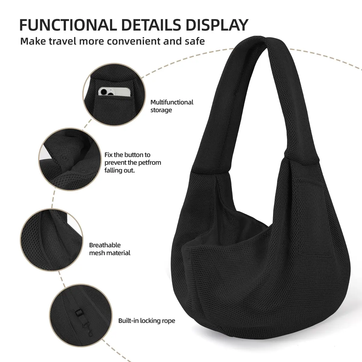 ARZQUT Dog and Cats Carrier Sling, Breathable Small Pet Carrier, 21 x 12 inches | Hands-Free Travel - view 2