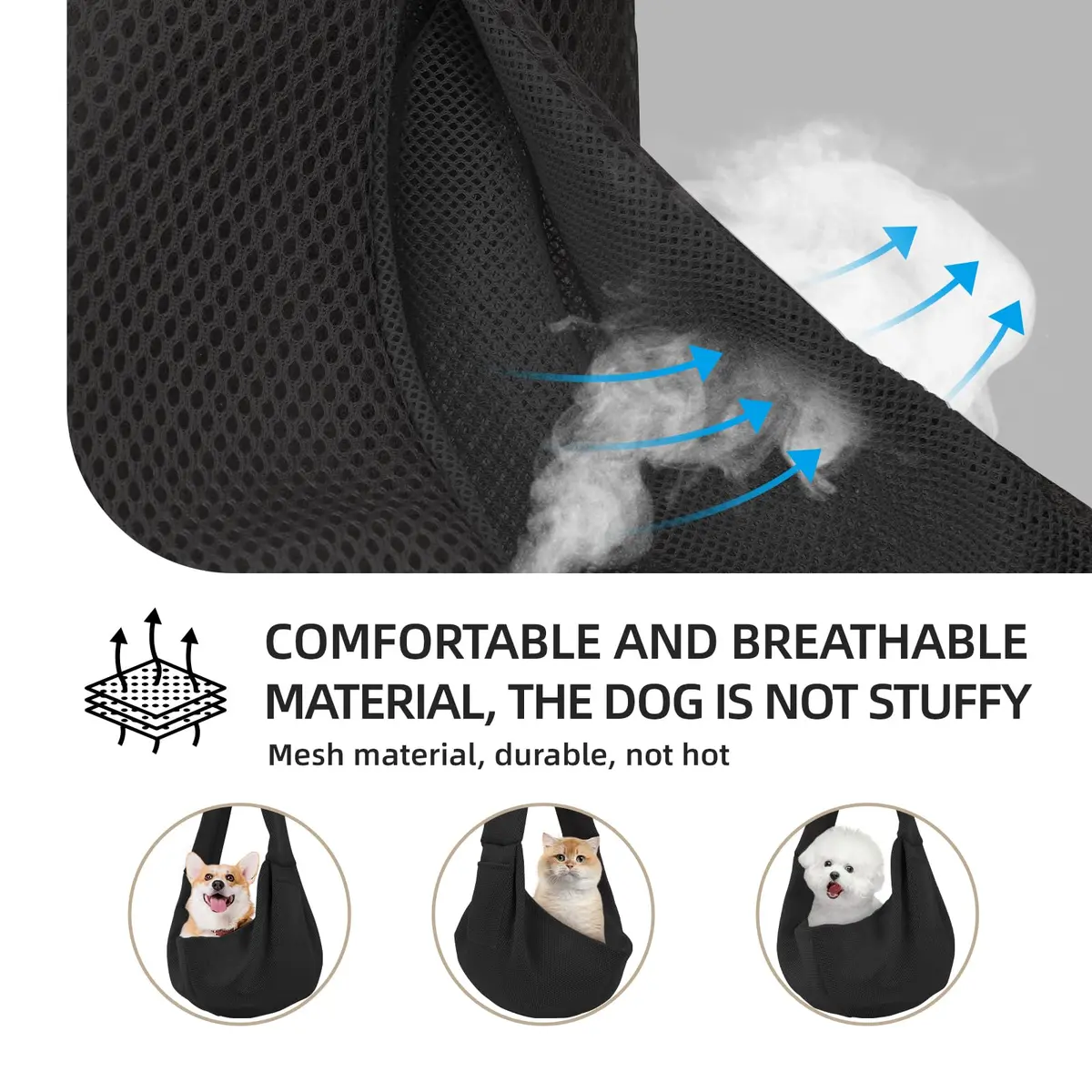 ARZQUT Dog and Cats Carrier Sling, Breathable Small Pet Carrier, 21 x 12 inches | Hands-Free Travel - view 3