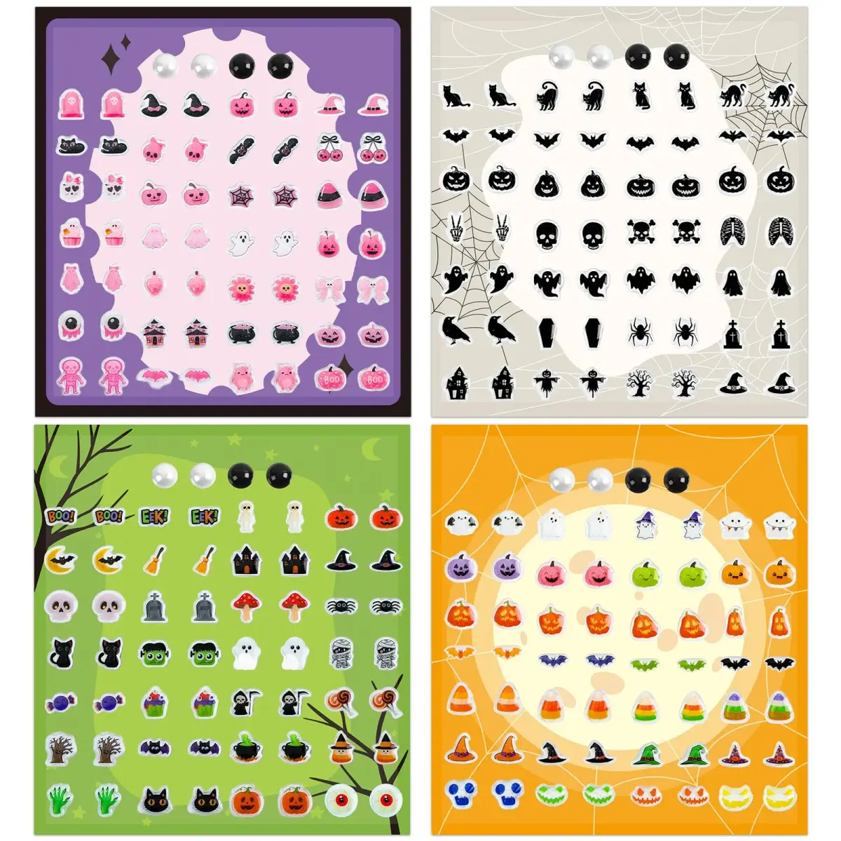 AUGSUN 240 Pcs Halloween Stick-on Earrings | 8 mm (0.31 in) - main product image