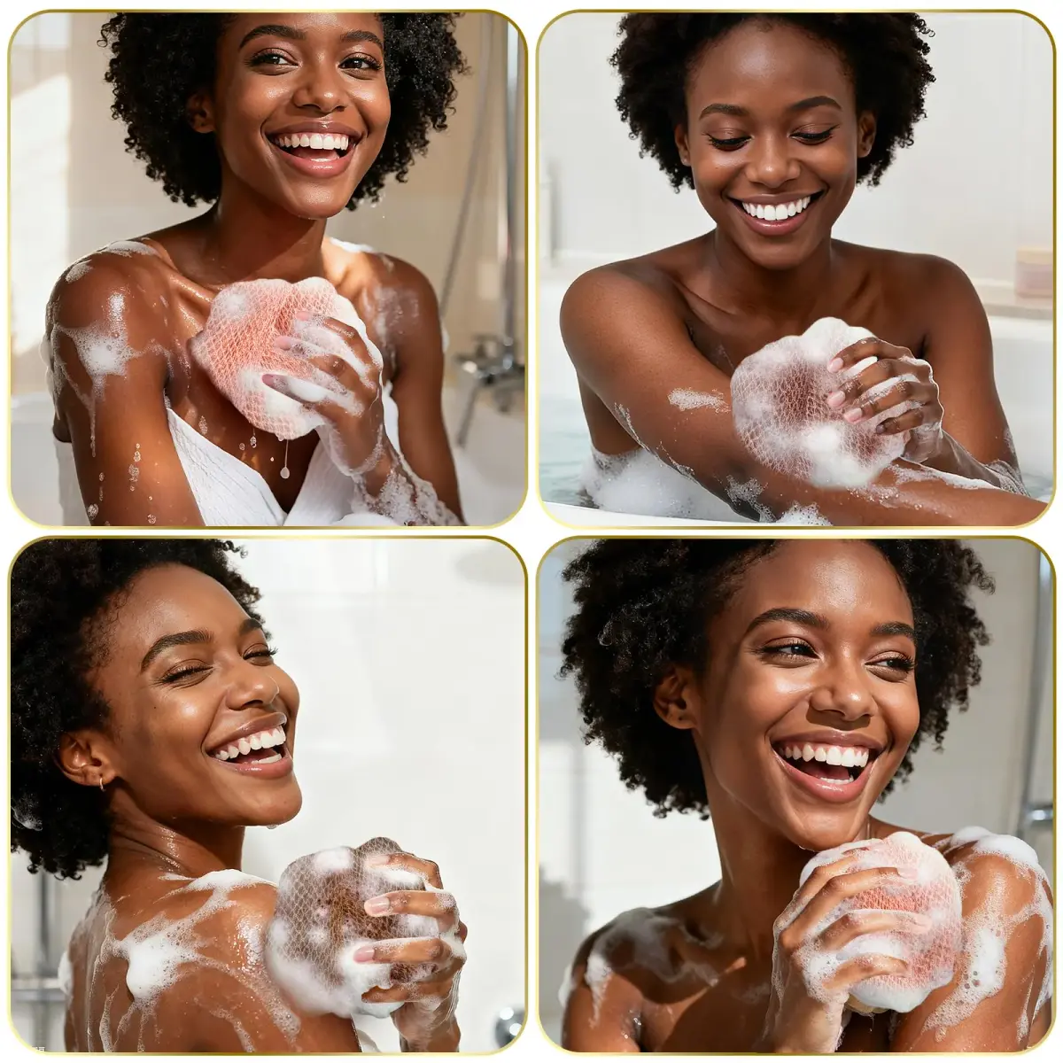 UJFQBH African Net Sponge Authentic, Exfoliating Body Scrubber for Back and Hard to Reach Areas, Gentle Daily Exfoliation for Deep Cleansing, Quick Drying Shower Essential Rosewood 3 Pack - view 7