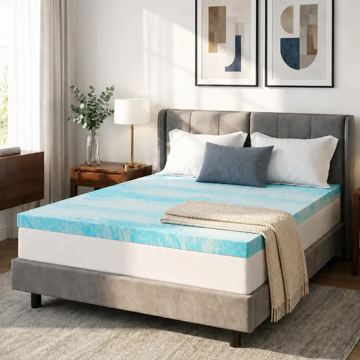 Beddle Full Size 4 Inch Gel Memory Foam Mattress Topper | Ventilated & CertiPUR-US Certified - main product image