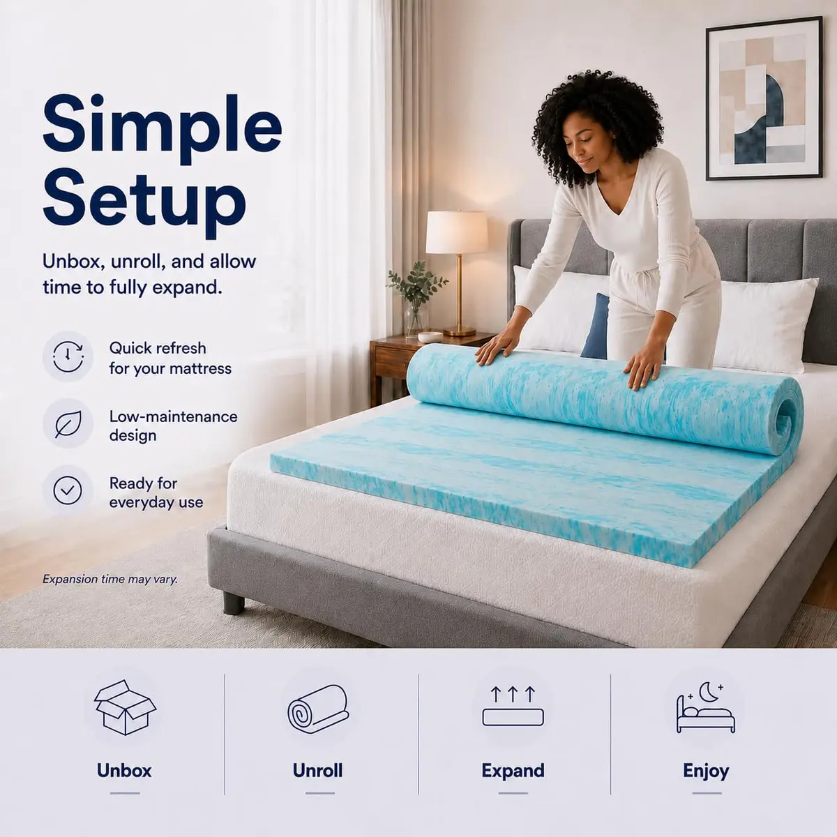 Beddle Full Size 4 Inch Gel Memory Foam Mattress Topper | Ventilated & CertiPUR-US Certified - view 6