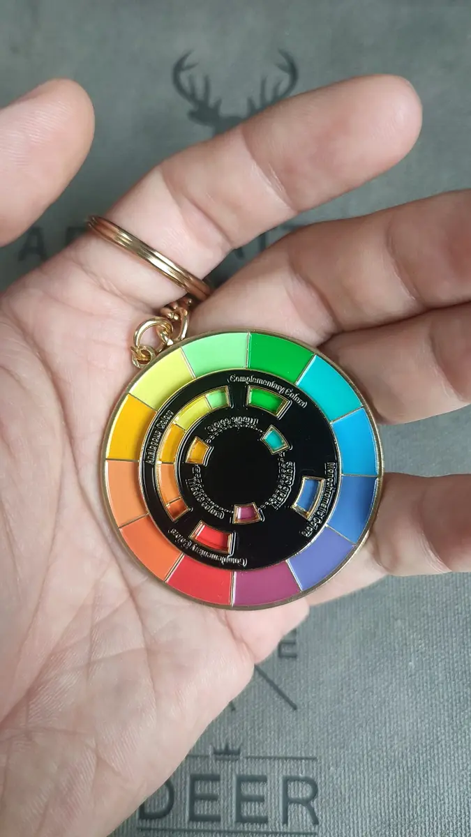Langjitianya Creative Color Wheel Enamel Pin with Spinning Wheel, 5.1 cm (2 Inches) | Artist Lapel Pin for Backpacks, Suits, Bags - view 3