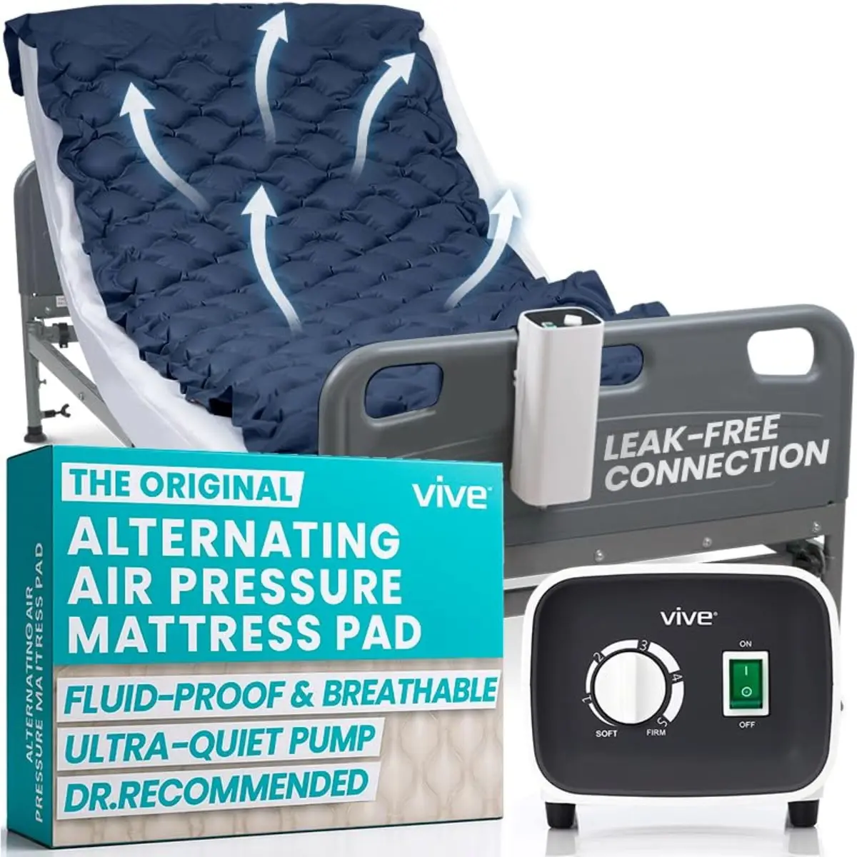 Vive Alternating Air Pressure Mattress Pad with Pump 203 cm (78 Inches) | Doctor Recommended for Bed Sore Relief - main product image